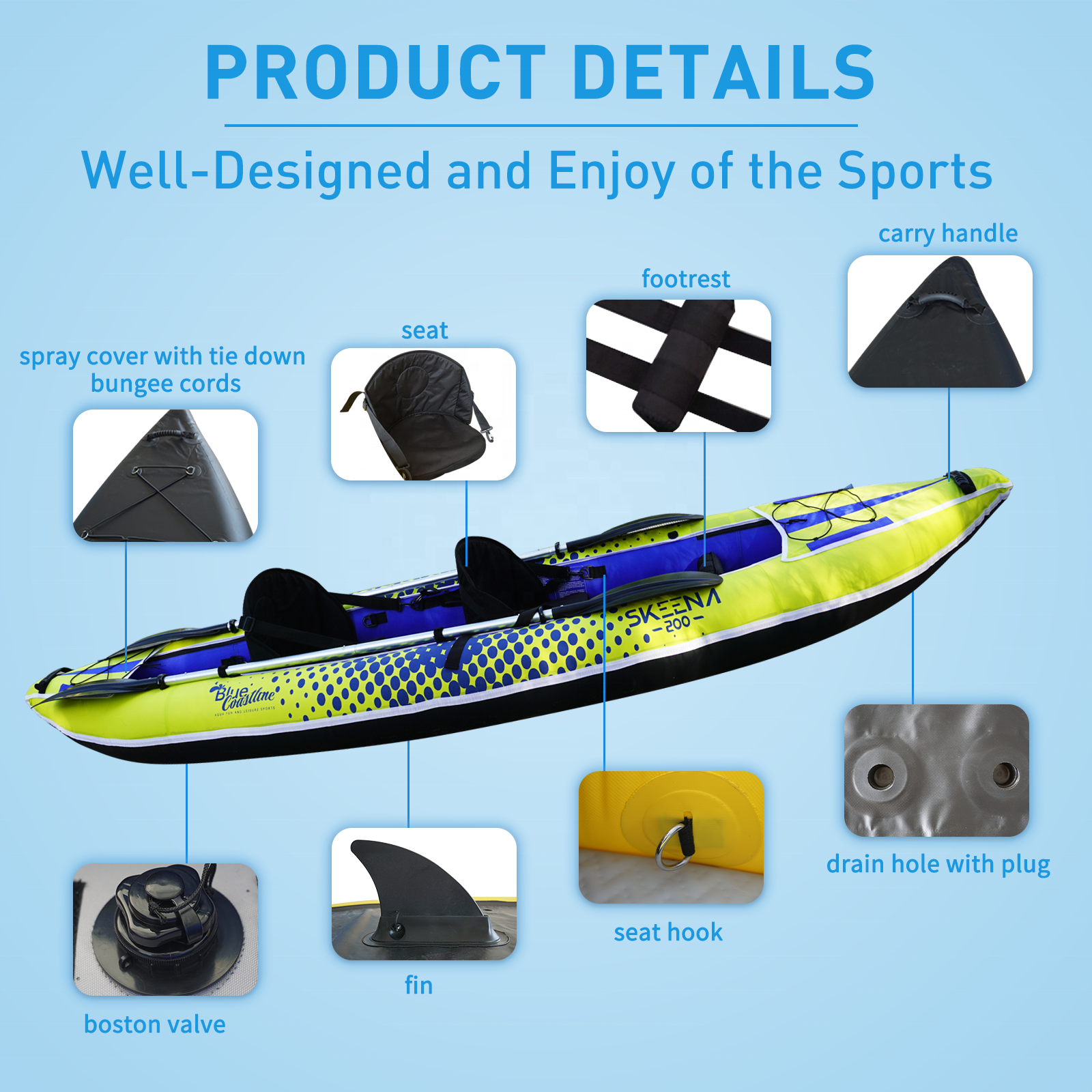 Canoa/Kayak Gonfiabile per Adu - Fishing Kayak Paddle recensione e prezzo