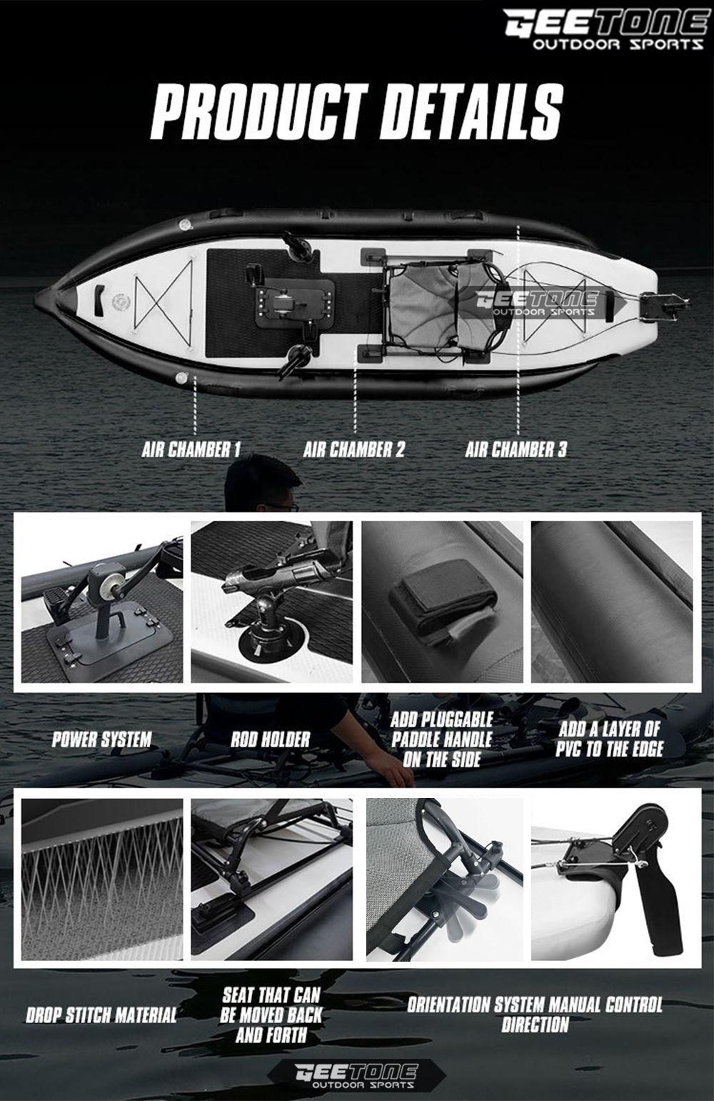 Geetone OFF-SUP Kayak da Pesca - Fishing Kayak Inflatable recensione e prezzo